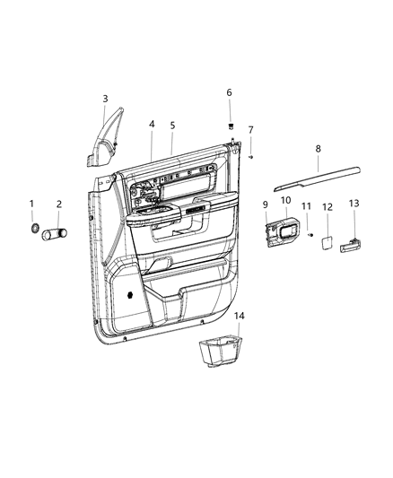 2019 Ram 1500  Bezel-Release Handle Diagram for 1WD60DX9AC