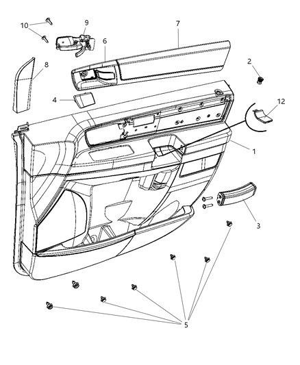 2009 Chrysler Town & Country  Handle-Door Interior Diagram for 5020798AB