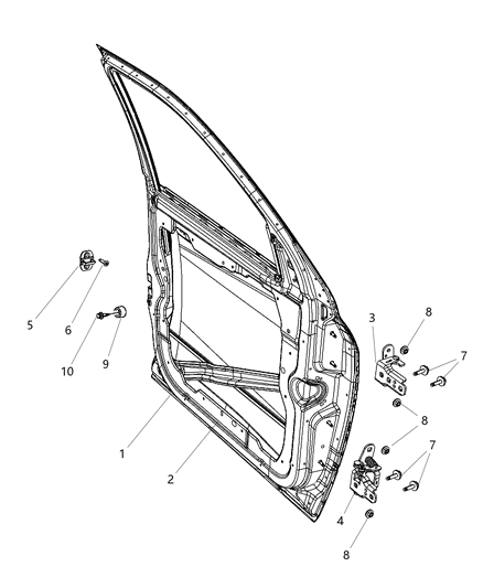 2016 Ram 2500  Front Door Lower Hinge Diagram for 68058518AB