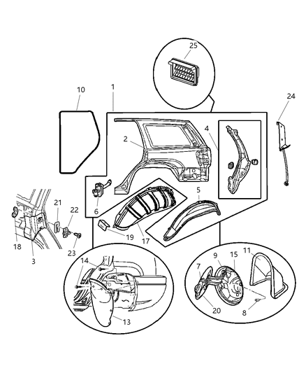2003 Jeep Grand Cherokee  Seal-Rear Door Diagram for 55135958AH