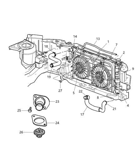 2003 Chrysler Town & Country  Hose-Radiator Outlet Diagram for 4881100AD