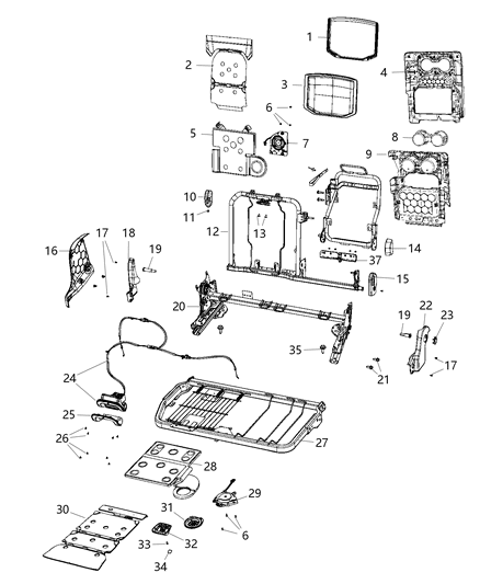 2019 Ram 1500  Pad-Seat Cushion Diagram for 68309559AB