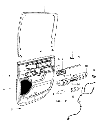2020 Ram 1500  Rear Door Trim Armrest Diagram for 6EE872X9AD