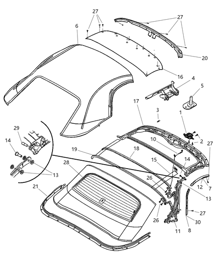 2003 Dodge Viper  RETAINER-WEATHERSTRIP Diagram for 4865570AC