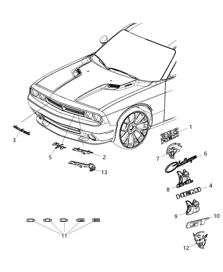 2018 Dodge Challenger NAMEPLATE-Fender Diagram for 6TA26PR4AA