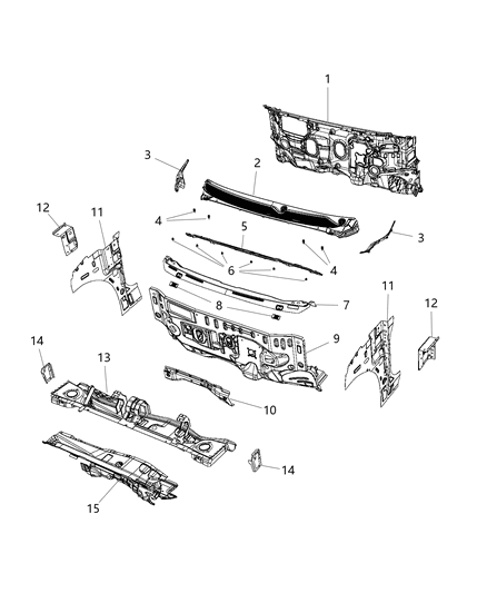 2017 Chrysler Pacifica  Bracket-COWL PLENUM Diagram for 68227594AA