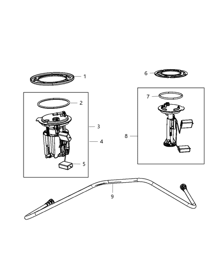 2012 Dodge Journey  Fuel Pump Module Assembly Diagram for 68038901AA