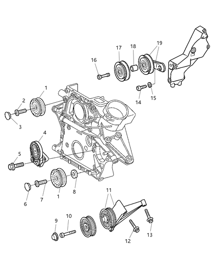 2005 Dodge Sprinter 3500  PULLEY-TENSIONER Diagram for 5080319AA