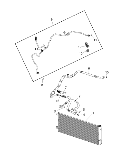 2016 Jeep Renegade  Hose-A/C CONDENSER Diagram for 68418393AA
