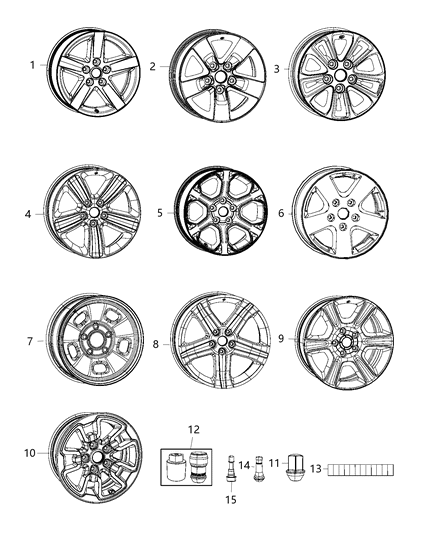 2018 Ram 1500  Aluminum Wheel Diagram for 5UR341XFAA
