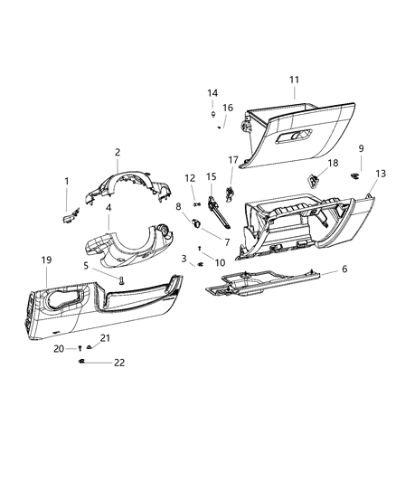 2020 Jeep Compass  Bumper-Glove Box Door Diagram for 68247070AA