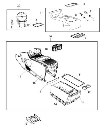 2015 Chrysler Town & Country  Mat-Cup Holder Diagram for 1WV70DX9AA