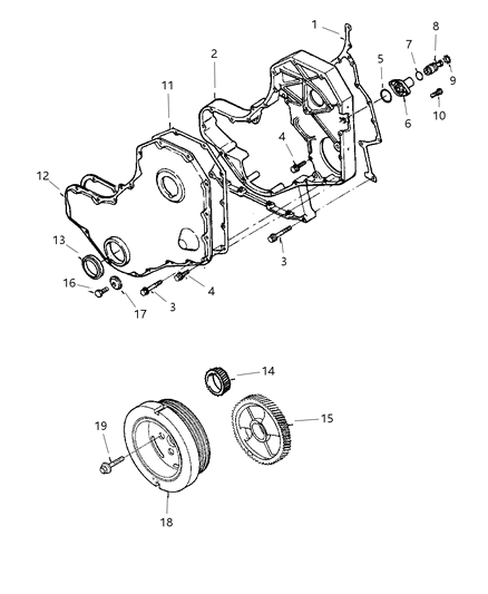 1998 Dodge Ram 3500  Gasket-Timing Cover Diagram for 4638719