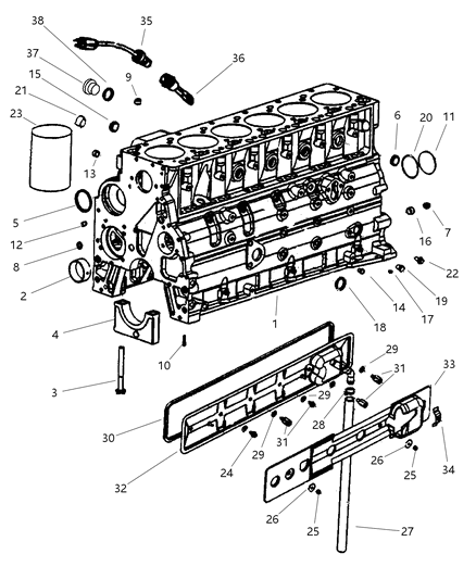 1998 Dodge Ram 3500  DOWEL Pin-Front Cover Diagram for 4429257