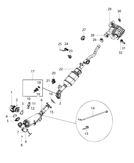 2021 Jeep Wrangler  Pipe-Exhaust Front Diagram for 68508879AA
