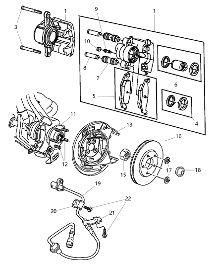 2005 Dodge Stratus  Rear Disc Brake Pad Diagram for 5114424AA