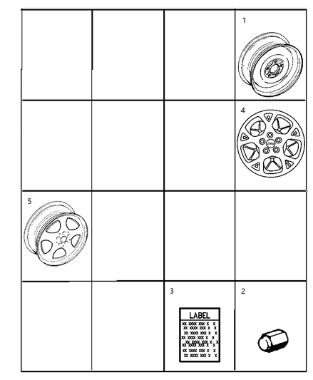 1997 Jeep Grand Cherokee  Aluminum Wheel Diagram for 4886090AA