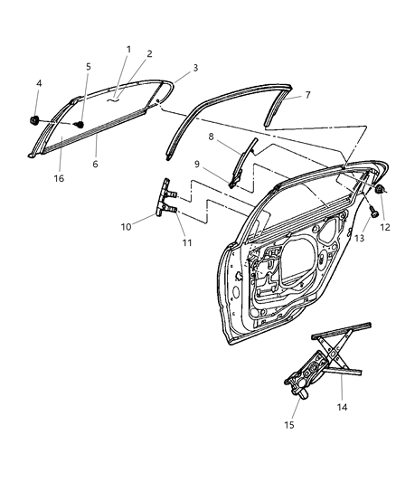 1998 Chrysler Concorde  WEATHERSTRIP-Rear Door Flush Glass Diagram for 4780163AB