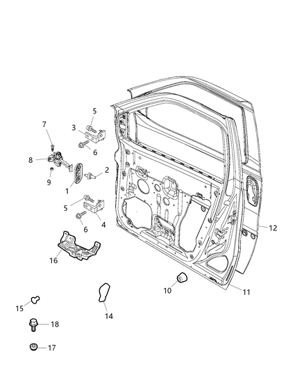 2015 Ram ProMaster City  Bracket-Door Inside Diagram for 68261848AA