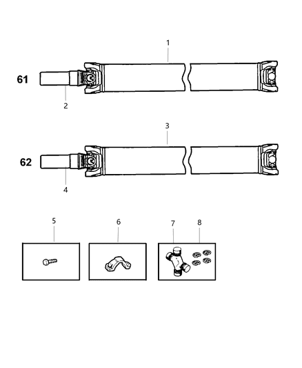 1998 Dodge Dakota  YOKE-Drive Shaft Diagram for 52097819AB
