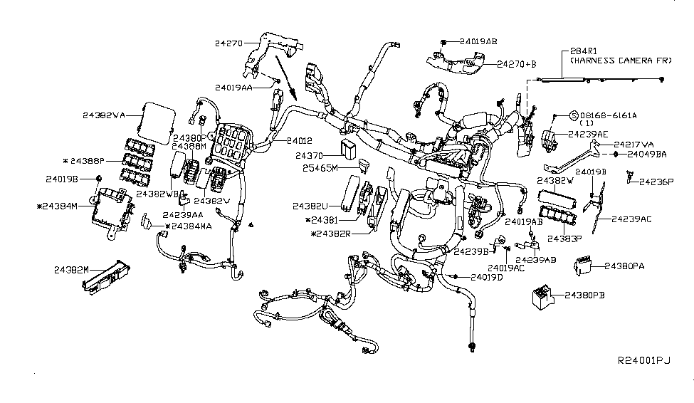 2019 Nissan Leaf Wiring Cover-Relay Box Diagram for 24382-65F11