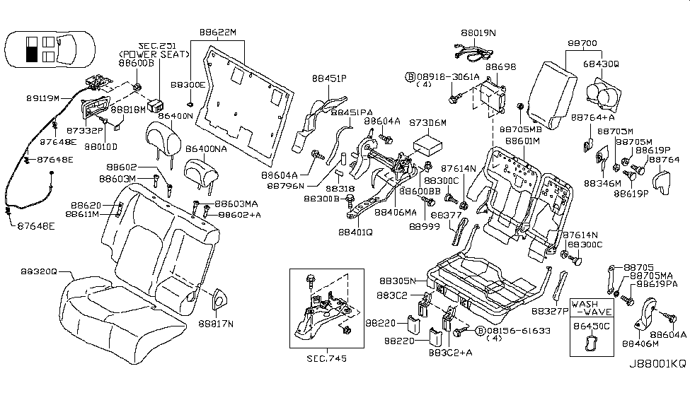 2011 Nissan Murano SUV Rear Seat Bolt-Special Diagram for 88347-1AB0A