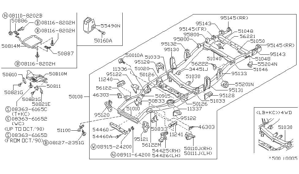 1992 Nissan Hardbody Pickup (D21) Frame Screw-Tapping Diagram for 08116-8202H