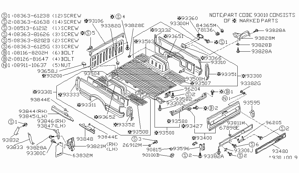 Nissan 93505-10W10 Rear Floor Side