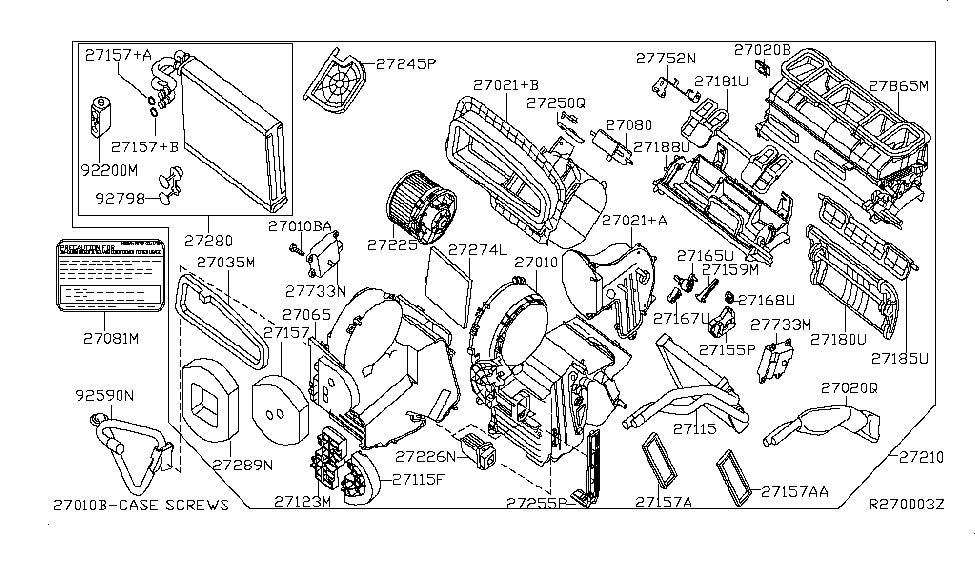 2011 Nissan Sentra Heater & Blower Unit Screw Diagram for 27111-2Y002