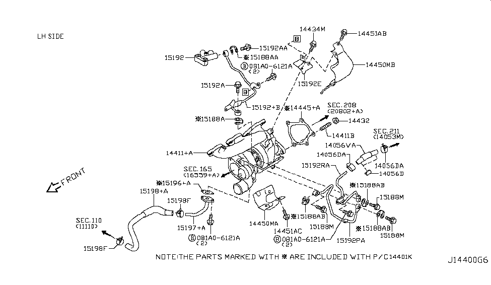 2018 Nissan GT-R Turbo Charger Gasket-Eye Bolt Diagram for 15189-JF00A