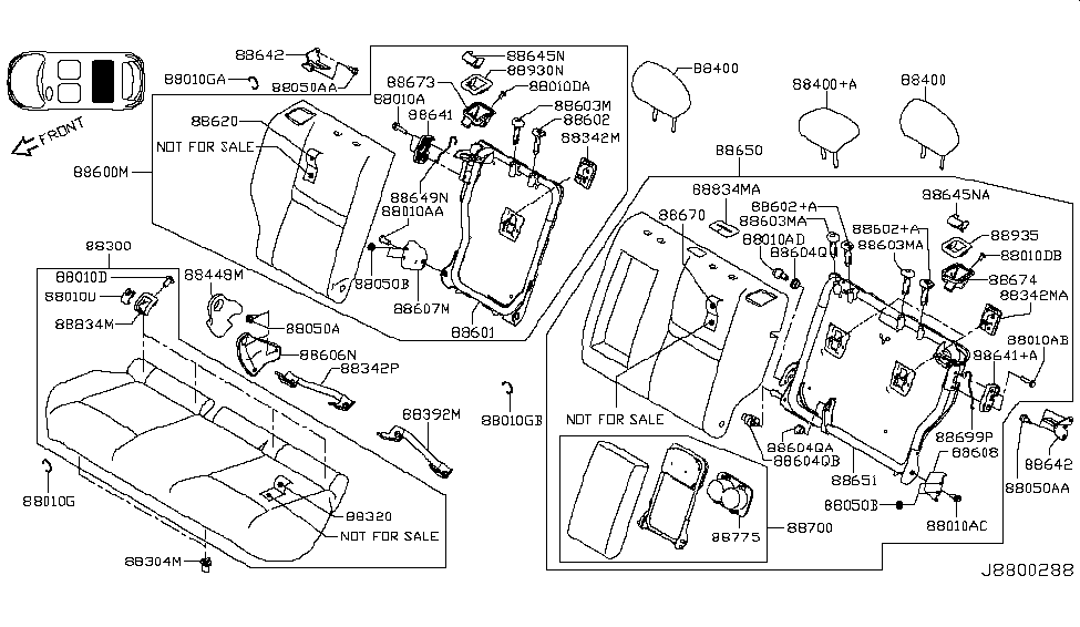 2018 Nissan Rogue Sport Rear Seat Nut Diagram for 01225-N0011