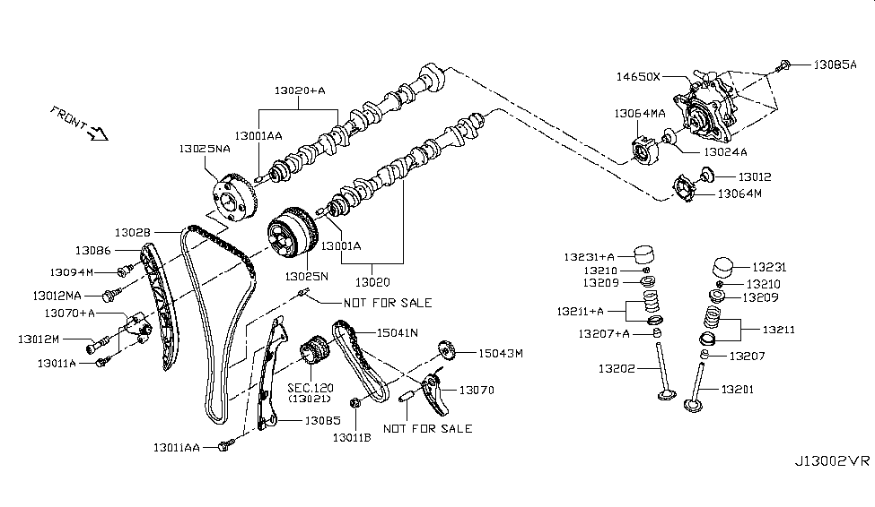 2019 Nissan Altima Camshaft & Valve Mechanism Bolt Diagram for 01125-E6031