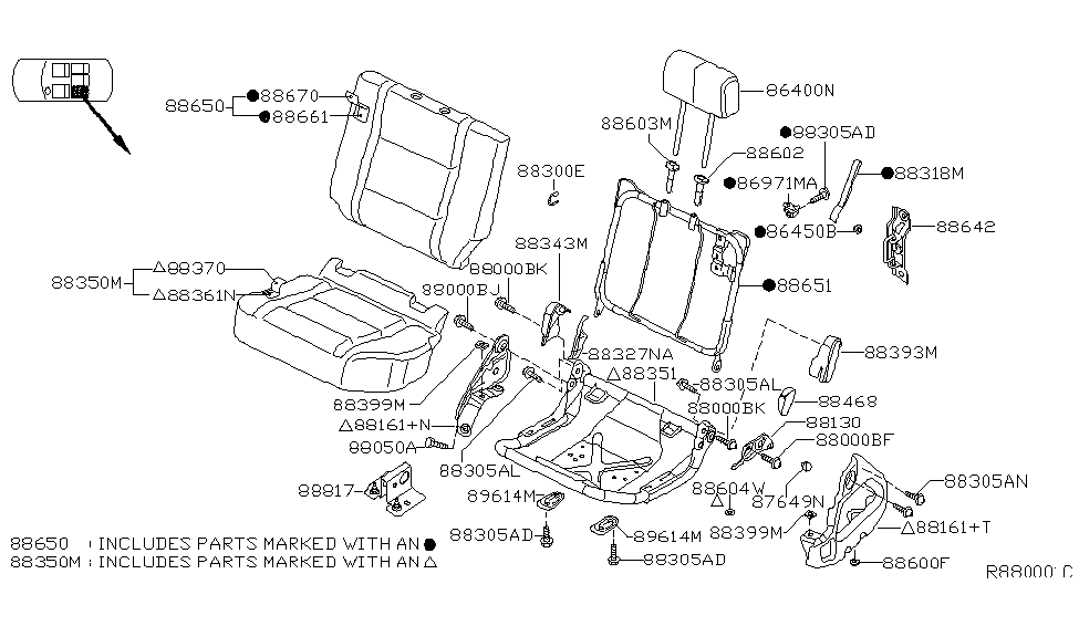 2015 Nissan Titan Rear Seat Latch Assembly-Back, Rear Seat Diagram for 86971-7S200