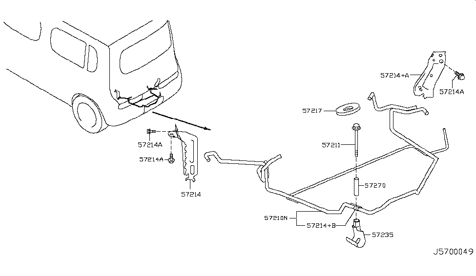 2013 Nissan Cube Spare Tire Hanger Hanger Spare Tire Diagram for 57212-1FC1A