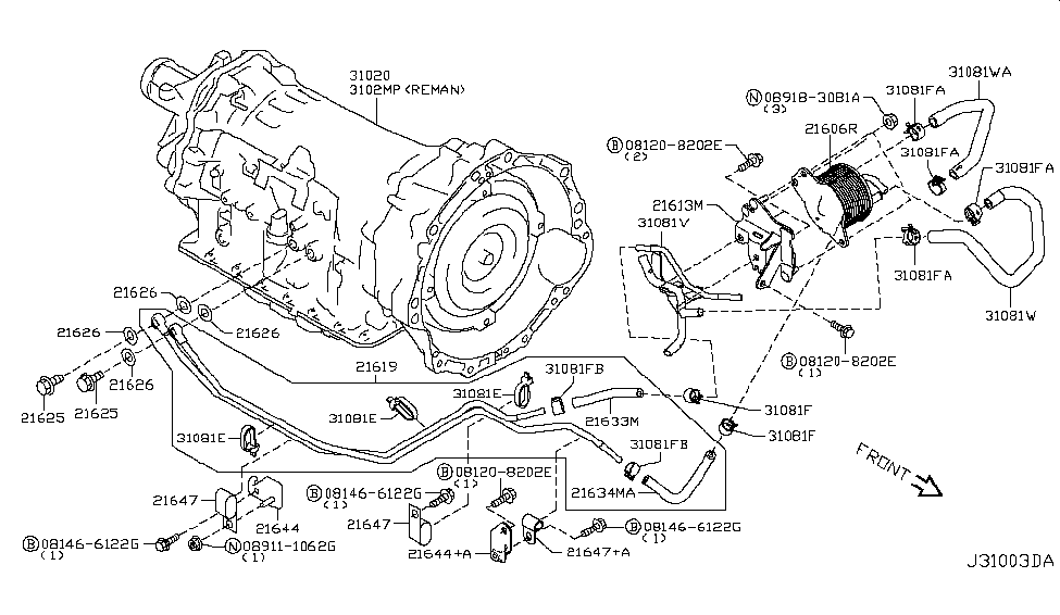 Nissan 14053-6GE5A Tube Assy-Water