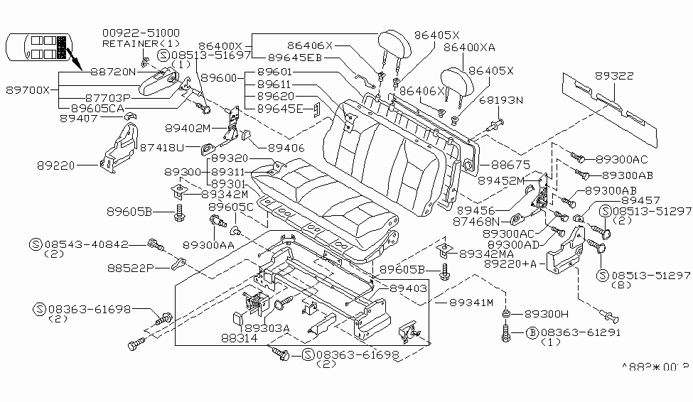 Nissan 89401-1B100 Device-RECLINING, R