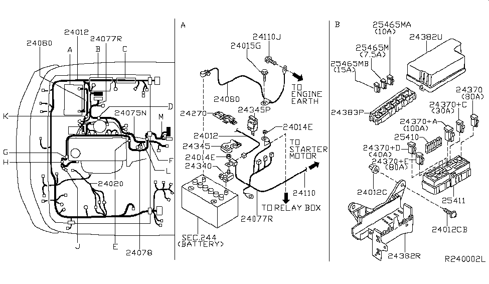 2004 Nissan Xterra Wiring Harness Assy-Engine Diagram for 24077-7Z210