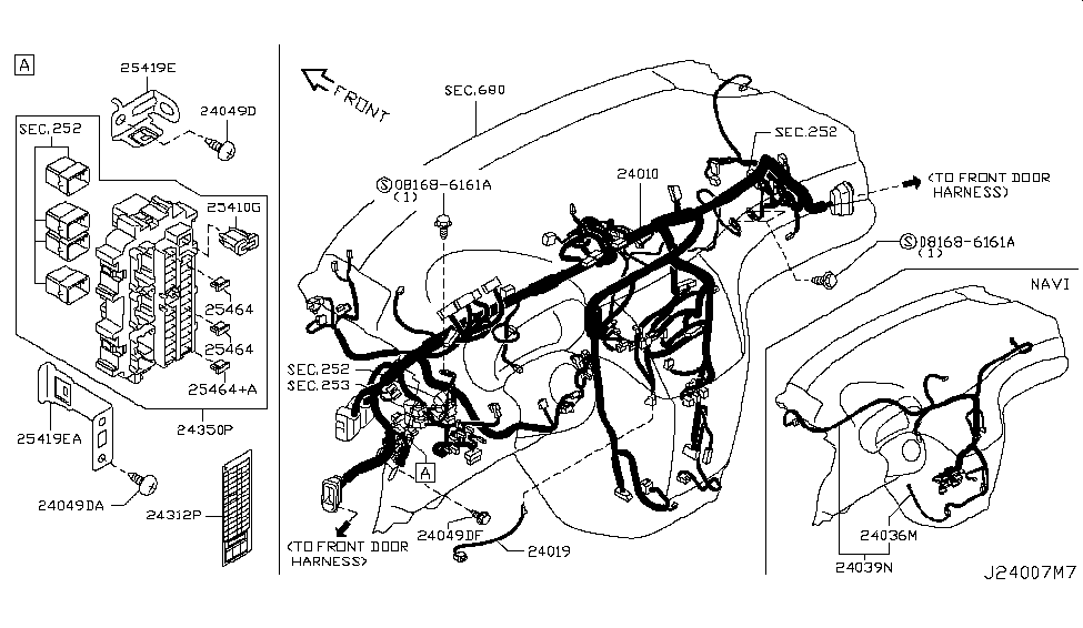Nissan 24039-4AY0B Harness-Navigation, Sub