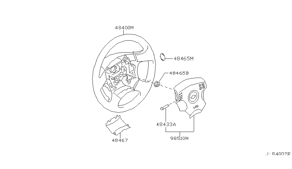 2001 Nissan Maxima Steering Wheel Bolt Diagram for 87850-89901