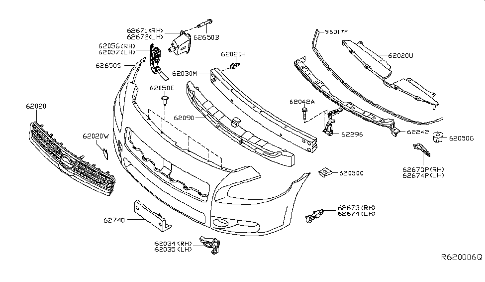 2014 Nissan Maxima Front Bumper Bracket-Licence Plate Diagram for 96210-9N00A