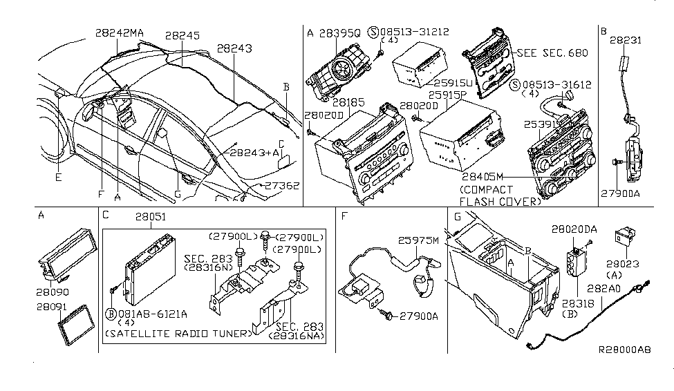 2013 Nissan Maxima Audio & Visual Connector-Harness, Usb Diagram for 282A0-ZX70B