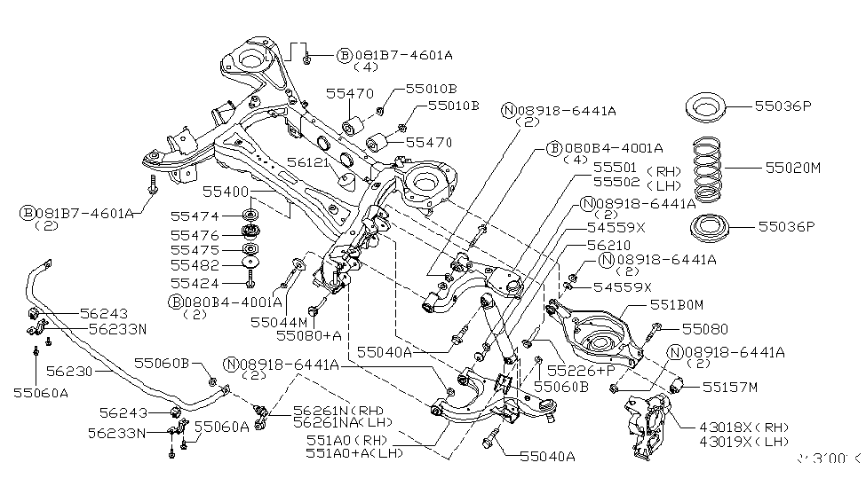 2004 Nissan Armada Rear Suspension Arm Assy-Rear Suspension, Rh Diagram for 55501-7S001