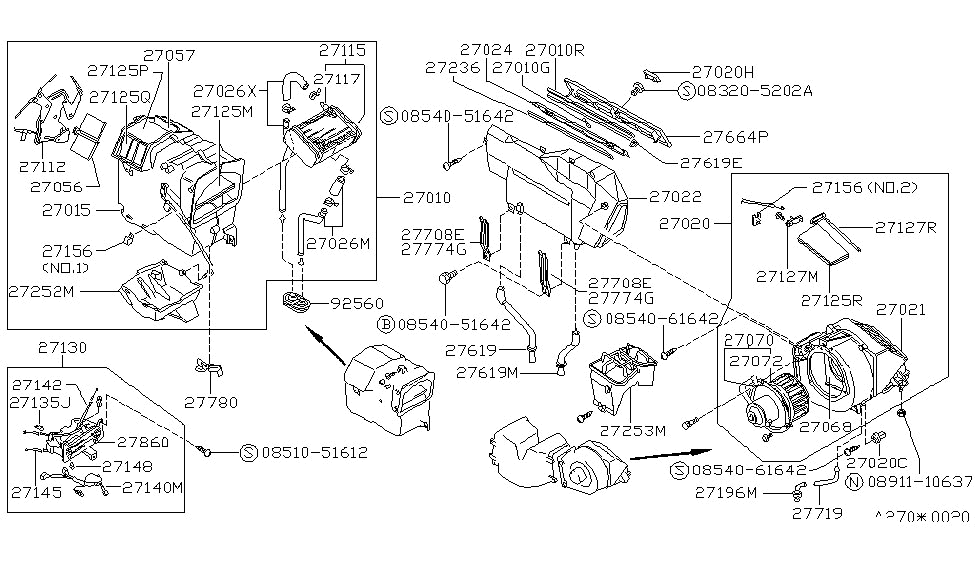 1989 Nissan Van Heater & Blower Unit GROMMET Screw Diagram for 62035-Q0101