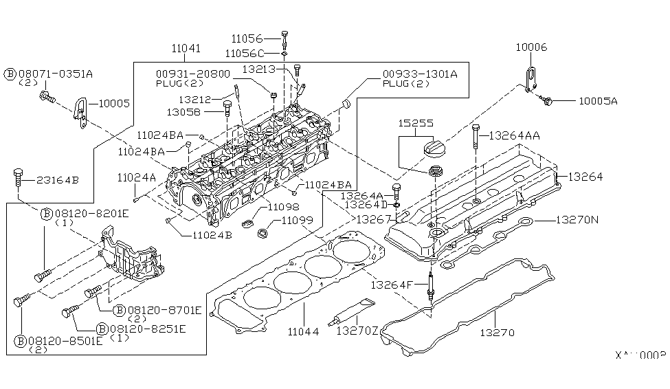 Diagram for 2003 Nissan Frontier Cylinder Head & Rocker Cover 