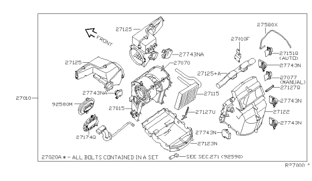 2006 Nissan Quest  Case-Front Heater Diagram for 27122ZF90A