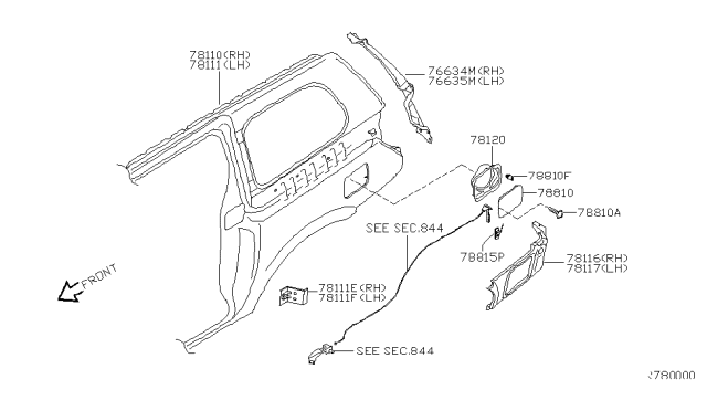 2006 Nissan Quest RILLAR-Rear, Inner Lower RH Diagram for 766345Z030