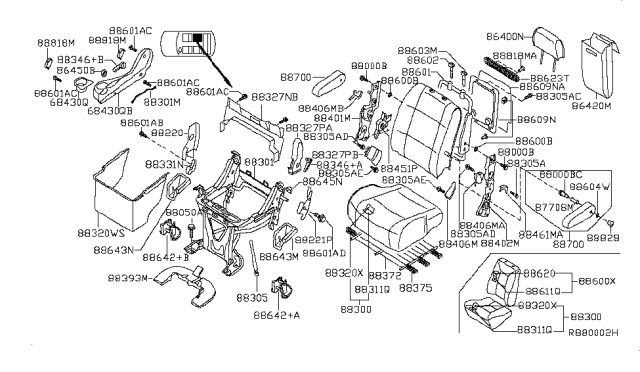 2007 Nissan Quest  Nut-Wiper Arm Diagram for 2888950J00