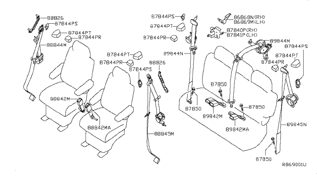 2010 Nissan Quest ADJUSTER Seat Belt Diagram for 878247S001