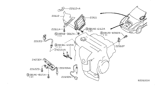 2008 Nissan Quest  Computer Module Ecm Ecu Diagram for 23710ZS70B