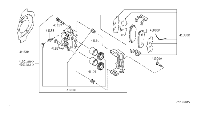 2006 Nissan Quest Front Brake Pads Kit Diagram for 41060CK025